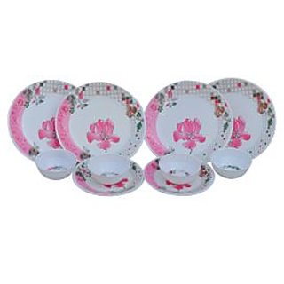 Deemark Elite Pink Flower 16 Pcs Dinner Set