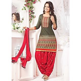 Riti Riwaz Green Patiyala  Dress Material with matching dupatta QNP9010