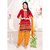 Riti Riwaz Red Patiyala  Dress Material with matching dupatta QNP9012