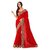 Triveni Red Georgette Lace Saree With Blouse