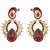 Shining Diva Gold Plated Red Peacock Earrings (6786er)
