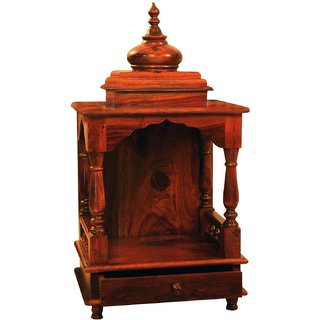 Rids Wood Handcrafted Sheesham Wood Mandir / Temple with Drawer