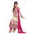Florence Embrodried White and Pink Anarkali Dress Material(SB-1360)