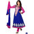 Florence Awesome Embrodried Blue And Pink Anarkali Dress Material(SB-1281)