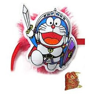 3D Rakhi of Doreamon +Roli +Rice+ Misri + Chandan