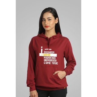 Campus Sutra Women's Maroon Hooded Sweatshirt (Design 5)