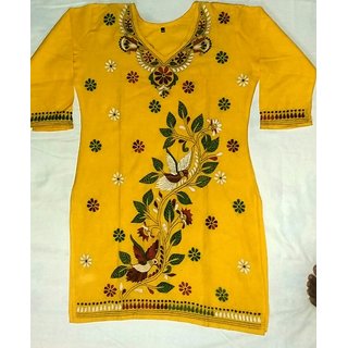 Buy Santiniketani Hand Kantha Stitched 100 Cotton Kurti Online 499 From Shopclues Kantha stitch embroidered black kurti. santiniketani hand kantha stitched 100 cotton kurti