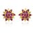 Mahi Gold Plated Red Burst Earrings With Ruby Stones