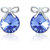 Mahi Swarovski Elements Rhodium Plated Blue Stud Earrings 
