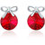 Mahi Swarovski Elements Rhodium Plated Red Stud Earrings 