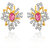 Mahi Gold Plated Pink Aster Flower Earrings Made With Swarovski Elements 