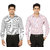 Mafatlal Shirts Pack of 2 MSF-GS-RBC-02 - Grey Stripes, Red Blue Checked