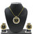 Zaveri Pearls Non Plated Black & Gold Alloy Pendant With Chain & Earrings For Women