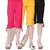 Sinimini Cotton Multicolour Girls Capri ( PACK OF 3 )-SMPC200_RPINK_GYELLOW_BLACK