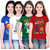 Sinimini Girls Classy Printed Half Sleeve Tshirt (Pack Of 4)600RBWHITEGREENRED