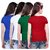 Sinimini Girls Classy Printed Half Sleeve Tshirt (Pack Of 4)600RBWHITEGREENRED