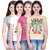 Sinimini Girls Beautiful Printed Half Sleeve Tshirt (Pack Of 4)600WMWHITEMPBEIGE