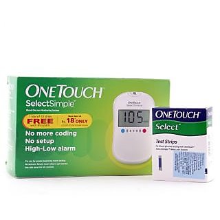 One Touch Select Simple Glucometer( 10 Strips Free) onetouch