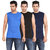 Zippy Men's Sporty Sleeveless Multi color Vest (Pack of 3)