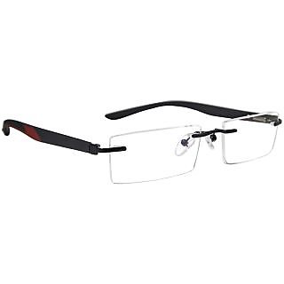 Cardon 555  Size 52 Black in Red Rectangular Rimless Eyeglasses