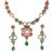 14Fashions Floral Design Pink & Green Choker Necklace Set - 1100521