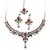 Kriaa Pretty Necklace Set in Green & Red with Maang Tikka - 11006-02