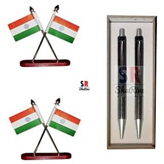 Buy Set of Two Table Flags and Pen Set Online @ ₹219 from ShopClues