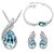 Ocean Blue Austrian Crystal Necklace Set Combo with Crystal Earings and Bracelet