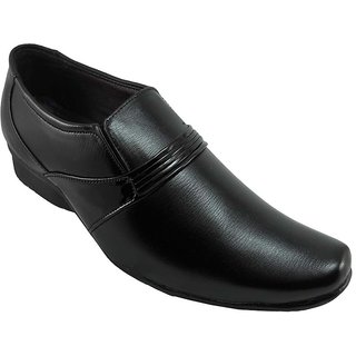 B3trendz Bewitching Black Slip-on Formal Shoes For Men