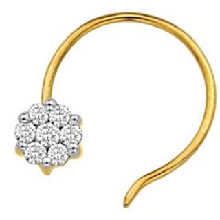 Avsar Real Gold And Diamond 7 Stone Pressure Set Nosering Avno006