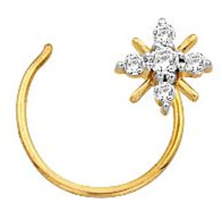 Avsar Real Gold And Diamond 5 Stone Star Shape Nosering Avno009