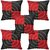 Jbg Red  Black Polyester Cushion Covers 16 X 16 Inches (Combo Of 5)