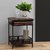 Onlineshoppee Wooden  Iron End Table Walnut And Black Size(LxBxH-14.5x14.5x19)