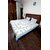 Double bedsheet Set in Cotton Printed in White, Dark Blue, Light Blue and Green