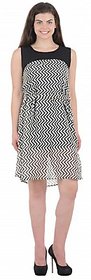 Westchic Black And White Striped Skater Dress For Women