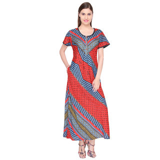 Buy Valentine Women's Red Round Neck Cotton Nighty Online @ ₹849 from ...