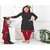 Khoobee Presents Printed Silk Chudidar Unstitched Dress Material(Black,Grey,Red)