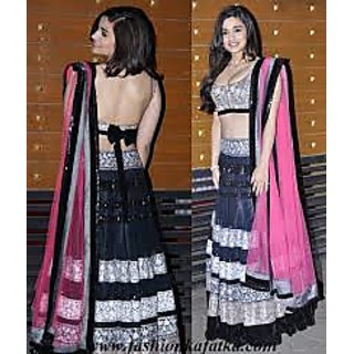Bollywood cutey Alia Bhatt Black Lehenga choli