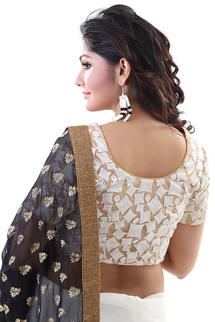 Buy Siril Georgette Black & Cream Color Saree with Blouse piece Online at  Best Prices in India - JioMart.