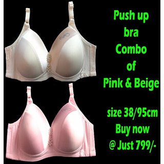 Buy Push Up Bra - Size 38/95 cm. Combo Pink & Beige Online @ ₹799 from  ShopClues