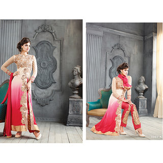 Buy Anarkali Suit In Light Red/Cream 