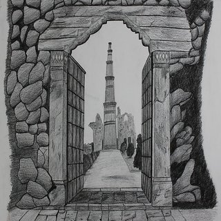 Buy Qutub Minar Sketch Online 2000 From Shopclues