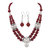 Pearlz Ocean Red Jade and White Shell Pearl Necklace Set
