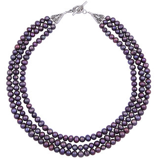                       Pearlz Ocean Purple Trunk 18 Inches Dyed Purple Fresh Water Pearl Necklace                                              