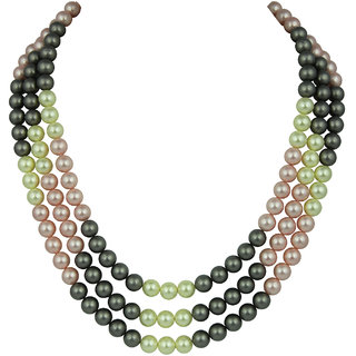                       Pearlz Ocean Multi Color Shell Pearl Necklace                                              