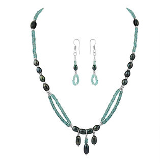                       Pearlz Ocean Apatite And Fresh Water Pearl Necklace Set                                              
