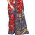 Fabdeal Red  Navy Blue Colored Crepe Printed Saree