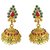 Surat Diamond Traditional Red & Green Coloured Stone & Gold Plated Copper Jhumki Earrings PSE31