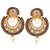 Surat Diamond Traditional Round Shaped Purple & White Stone & Gold Plated Dangling Fashion Earrings for Women PSE8