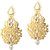 Kriaa Gold Plated kundan Pearl Drop Golden Earrings - 1305009